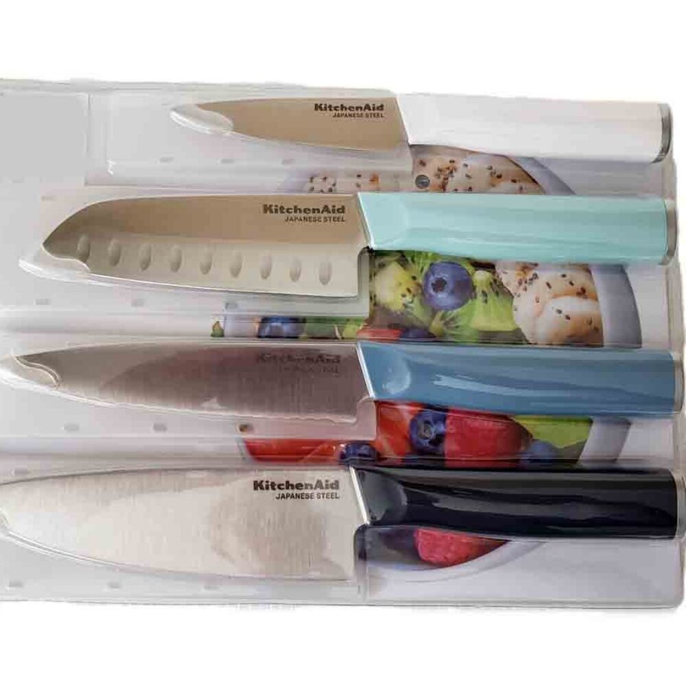 KitchenAid 4-Piece Chef Knife Set with Blade Covers Japanese Steel